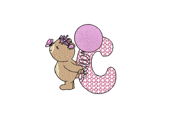 C Girl Teddy: A Hand-Drawn Charm for Personalized Keepsakes