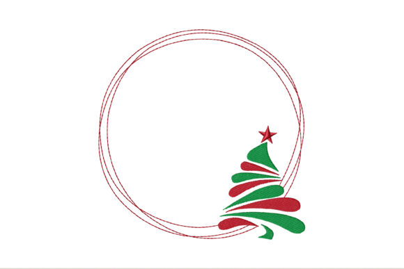 Circle Frame with Christmas Tree Embroidery Review
