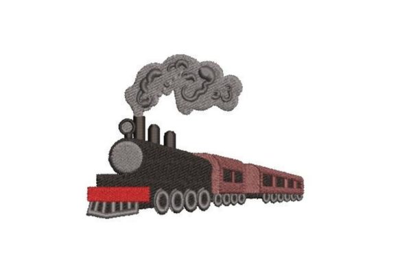 Old School Train Embroidery Design for Boutique Apparel